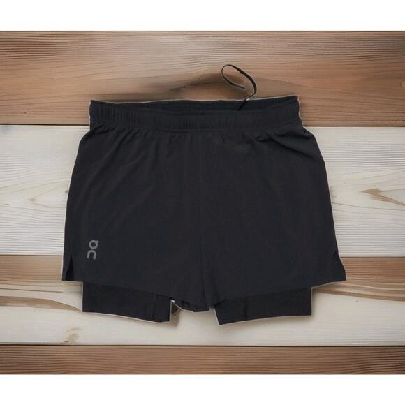 On Cloud Running Shorts Mens Black Pace Lined Lightweight